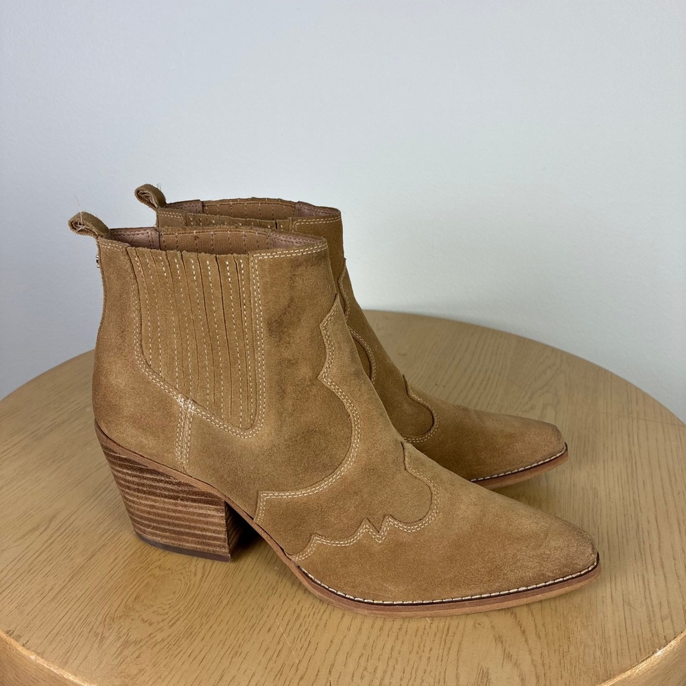 Sam Edelman Suede Western Pointed Toe Block Heel Ankle Boots Womens 10 Fall Boho